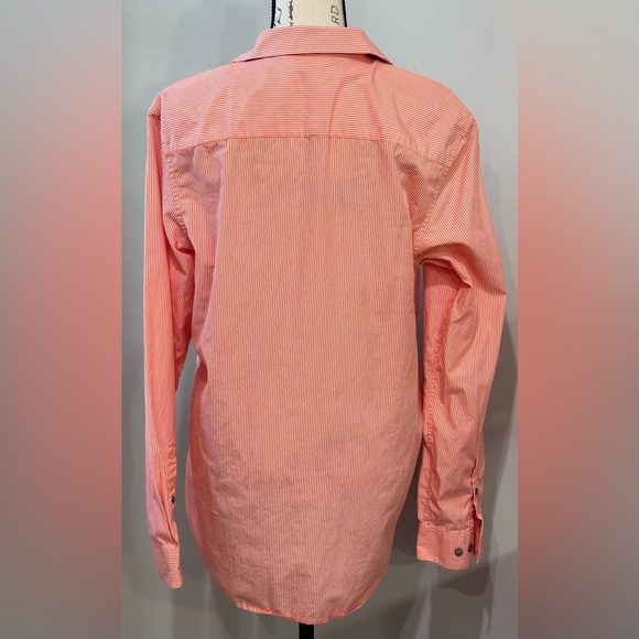 🧡Calvin Klein Long-Sleeve Button-Down Shirt - Light Orange with White Stripes - Picture 5 of 8